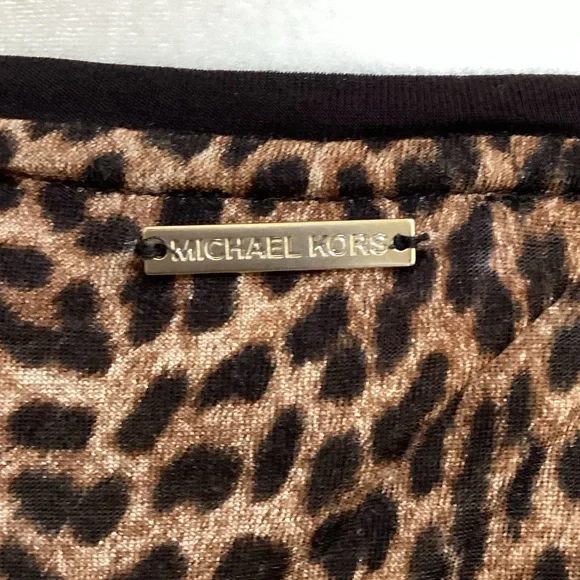 Michael Kors Long Sleeve Leopard Cheetah Print Top Chiffon Trim M - Picture 3 of 5